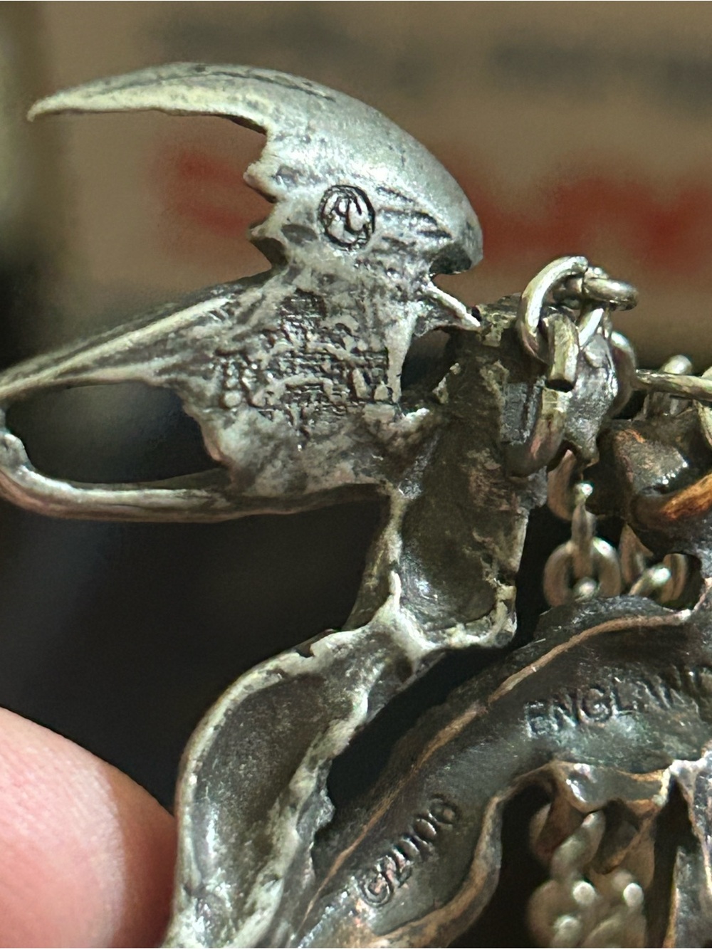 ANGEL & DRAGON DUAL PENDANT 2.5” and 10.5” Necklace Two-Tone Silver & Bronze - Picture 11 of 15
